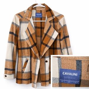 Cavalini Women's Checkered Blazer - Tan and Cream